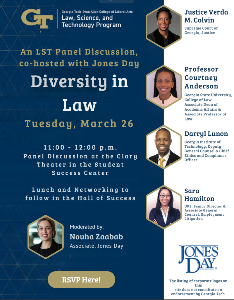 Flyer for the Diversity in Law Panel