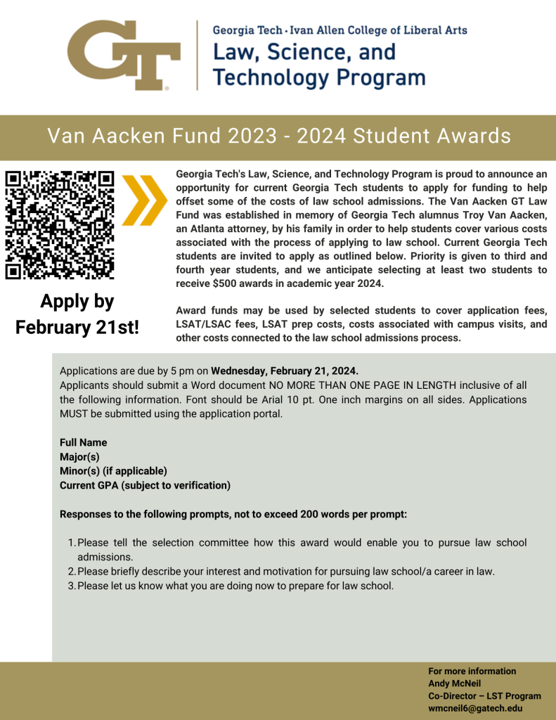 Flyer for the 2024 Van Aacken Fund Awards