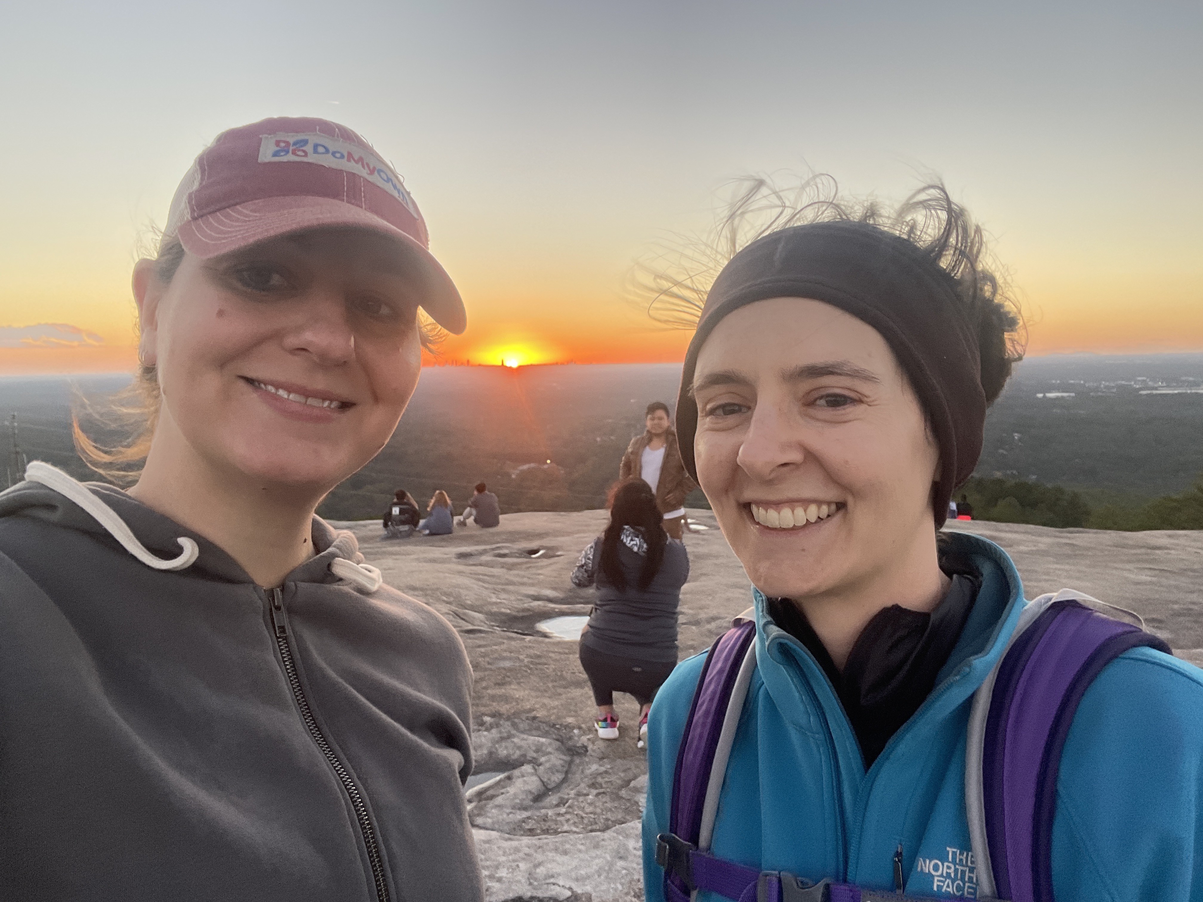 Two students on a sunset hike