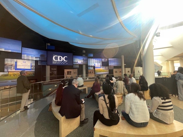 Georgia Tech Students sitting inside the CDC museum