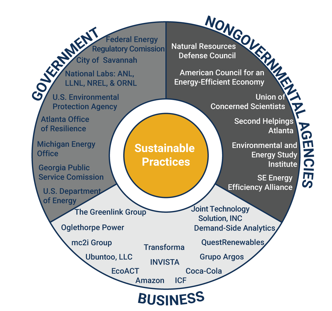 Graphic of the School of Public Policy potential career fields in Non-Governmental Organizations, Government, and Business with examples of companies in each field.
